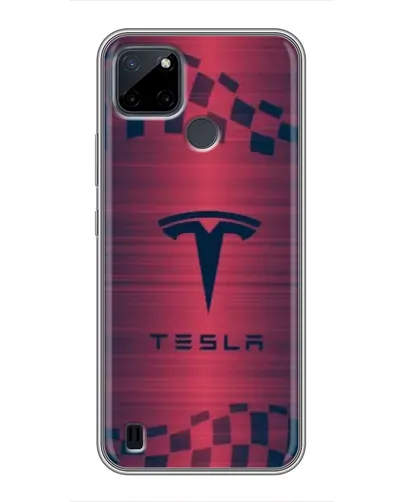 Чехол для Realme C25Y с картинкой «Тесла красный карбон»