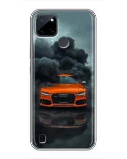 Чехол для Realme C25Y с картинкой «Audi в облаках дыма»