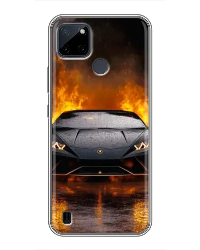 Чехол для Realme C25Y с картинкой «Lamborghini в огне»