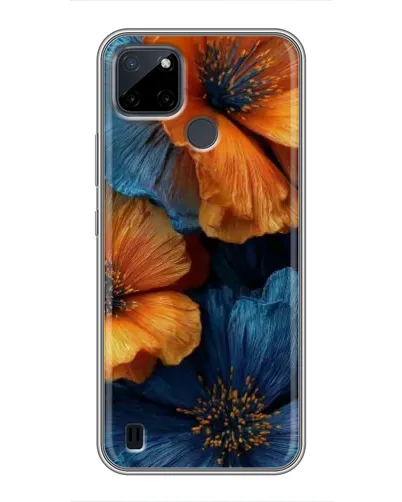 Чехол для Realme C25Y с картинкой «Яркая сине-оранжевая флора» Чехол для Realme C25Y с картинкой «Яркая сине-оранжевая флора»