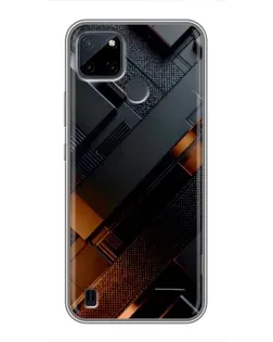 Чехол для Realme C25Y с картинкой «Черные геометрические блоки»