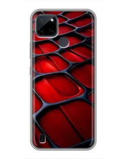 Чехол для Realme C25Y с картинкой «Красная глянцевая сетка»
