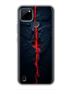 Чехол для Realme C25Y с картинкой «Kрасная лавовая трещина»