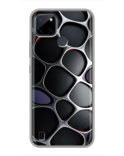 Чехол для Realme C25Y с картинкой «Объемная темная решетка»