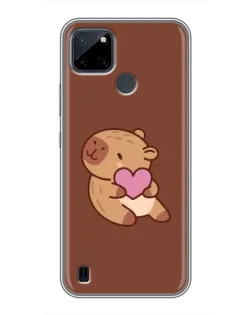 Чехол для Realme C25Y с картинкой «Капибара с сердцем»