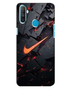 Чехол для Realme C3 с картинкой «Nike — эффект разломов»