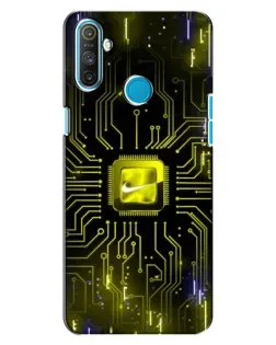 Чехол для Realme C3 с картинкой «Nike — золотая искра»