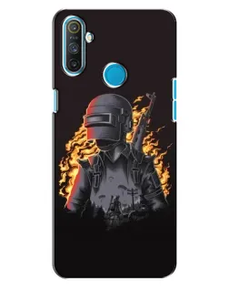Чехол для Realme C3 с картинкой «PUBG — огненный силуэт»