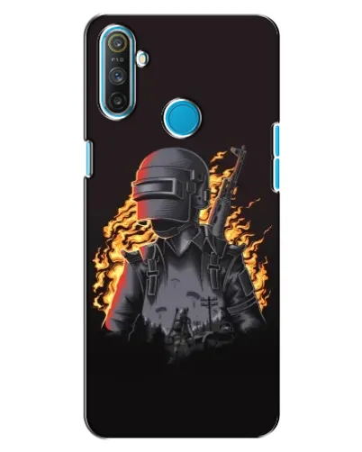 Чехол для Realme C3 с картинкой «PUBG — огненный силуэт»