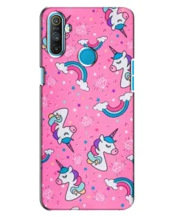 Чехол для Realme C3 с картинкой «Unicorn паттерн розовый»
