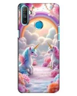 Чехол для Realme C3 с картинкой «Радуга и единороги»