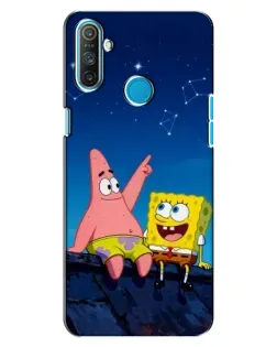 Чехол для Realme C3 с картинкой «Губка Боб и Патрик ночью»