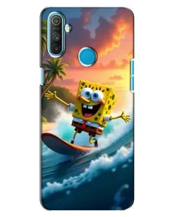 Чехол для Realme C3 с картинкой «Губка Боб серфингист»