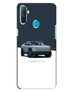 Чехол для Realme C3 с картинкой «Серебристый Cybertruck Tesla»