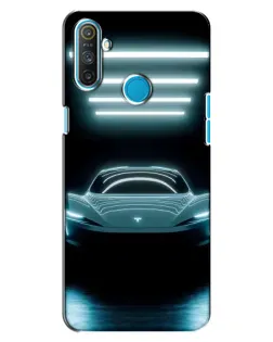 Чехол для Realme C3 с картинкой «Tesla в неоне»