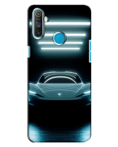 Чехол для Realme C3 с картинкой «Tesla в неоне»