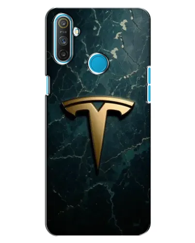 Чехол для Realme C3 с картинкой «Мраморная Tesla Gold»