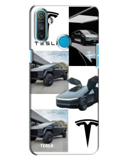 Чехол для Realme C3 с картинкой «Коллаж Cybertruck Tesla»