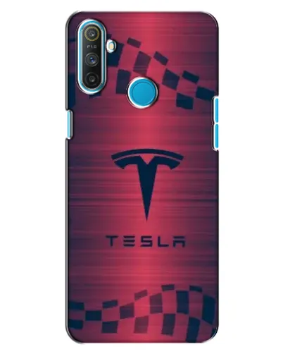 Чехол для Realme C3 с картинкой «Тесла красный карбон»