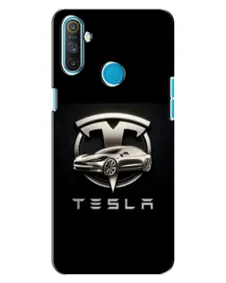 Чехол для Realme C3 с картинкой «Tesla — серебристое авто»