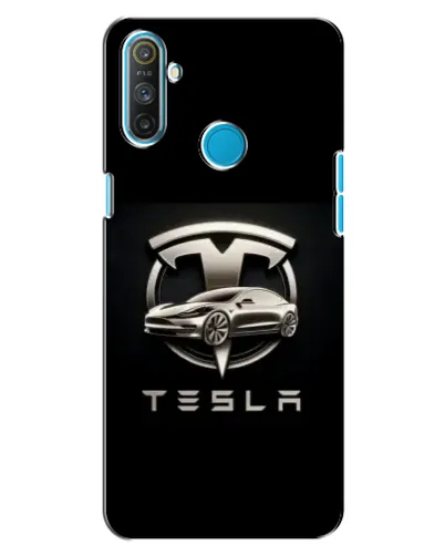 Чехол для Realme C3 с картинкой «Tesla — серебристое авто»