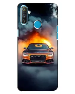 Чехол для Realme C3 с картинкой «Audi в огненном дыму»