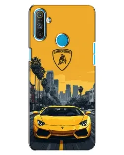 Чехол для Realme C3 с картинкой «Желтый Lamborghini город»