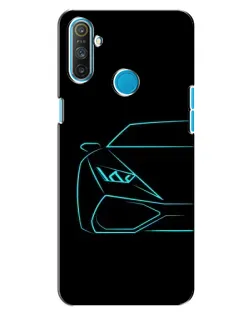 Чехол для Realme C3 с картинкой «Голубой силуэт Lamborghini»