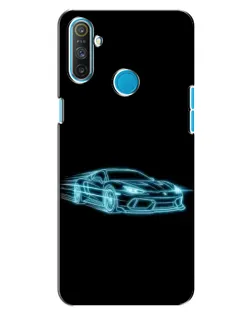 Чехол для Realme C3 с картинкой «Неоновый контур Lamborghini»