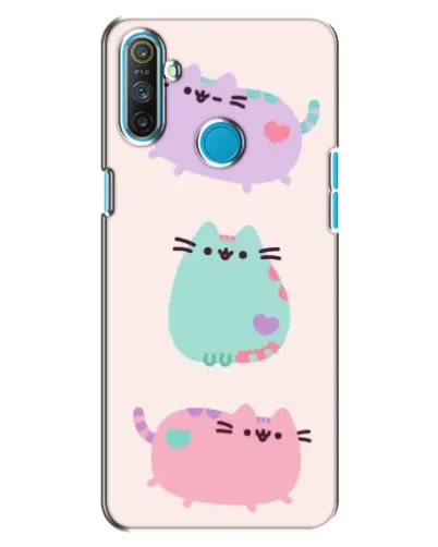 Чохол для Realme C3 з картинкою «Pusheen тріо»