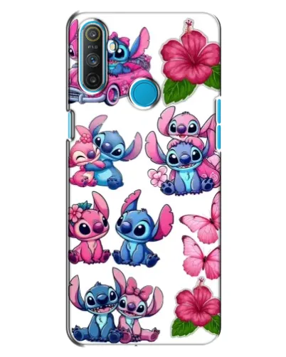 Чехол для Realme C3 с картинкой «Стикеры Stitch и Angel»