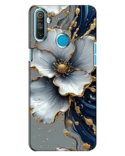 Чехол для Realme C3 с картинкой «Белый цветок и золотой флюид»