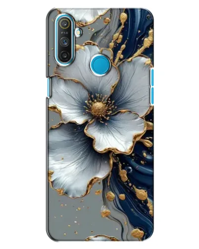 Чехол для Realme C3 с картинкой «Белый цветок и золотой флюид» Чехол для Realme C3 с картинкой «Белый цветок и золотой флюид»