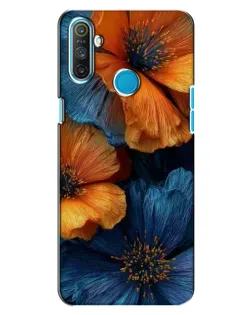 Чехол для Realme C3 с картинкой «Яркая сине-оранжевая флора»