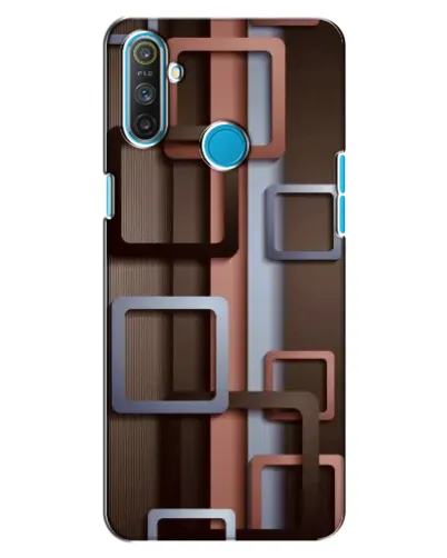 Чохол для Realme C3 з картинкою «Коричневі об'ємні квадрати»