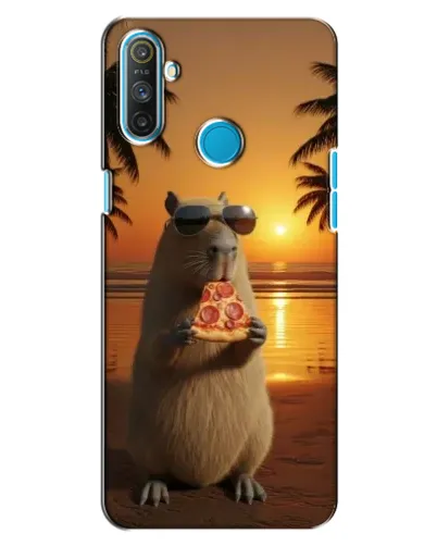 Чохол для Realme C3 з картинкою «Капібара з піцою»