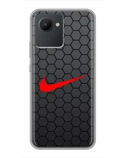 Чехол для Realme C30 с картинкой «Nike — карбоновая сетка»