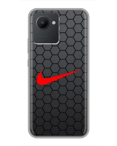 Чехол для Realme C30 с картинкой «Nike — карбоновая сетка»