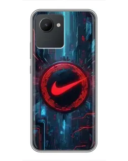 Чехол для Realme C30 с картинкой «Техногенный стиль Nike»