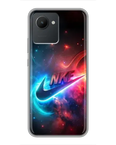 Чехол для Realme C30 с картинкой «Огненный логотип Nike»