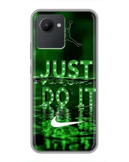 Чехол для Realme C30 с картинкой «Зеленый неоновый Nike»