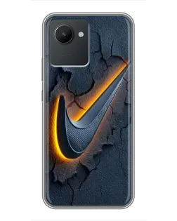 Чехол для Realme C30 с картинкой «Объемный логотип Найк»
