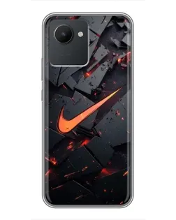 Чехол для Realme C30 с картинкой «Nike — эффект разломов»