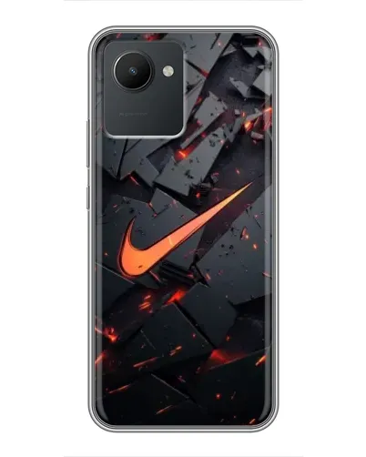 Чехол для Realme C30 с картинкой «Nike — эффект разломов»