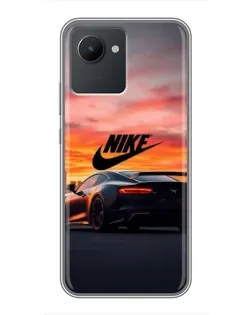 Чехол для Realme C30 с картинкой «Nike и суперкар»