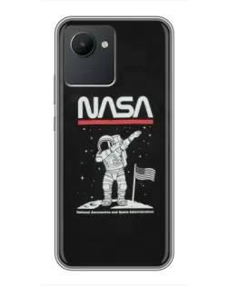 Чехол для Realme C30 с картинкой «NASA — шагаем по Луне»