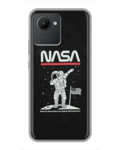 Чехол для Realme C30 с картинкой «NASA — шагаем по Луне»