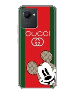 Чехол для Realme C30 с картинкой «Gucci — полосы и Микки»