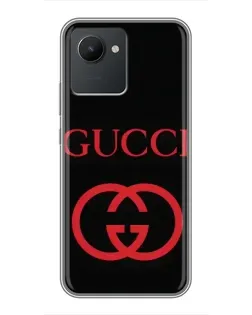 Чехол для Realme C30 с картинкой «Gucci — красный логотип»