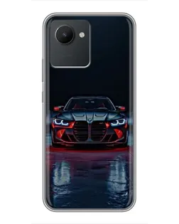Чехол для Realme C30 с картинкой «BMW на мокрой дороге»